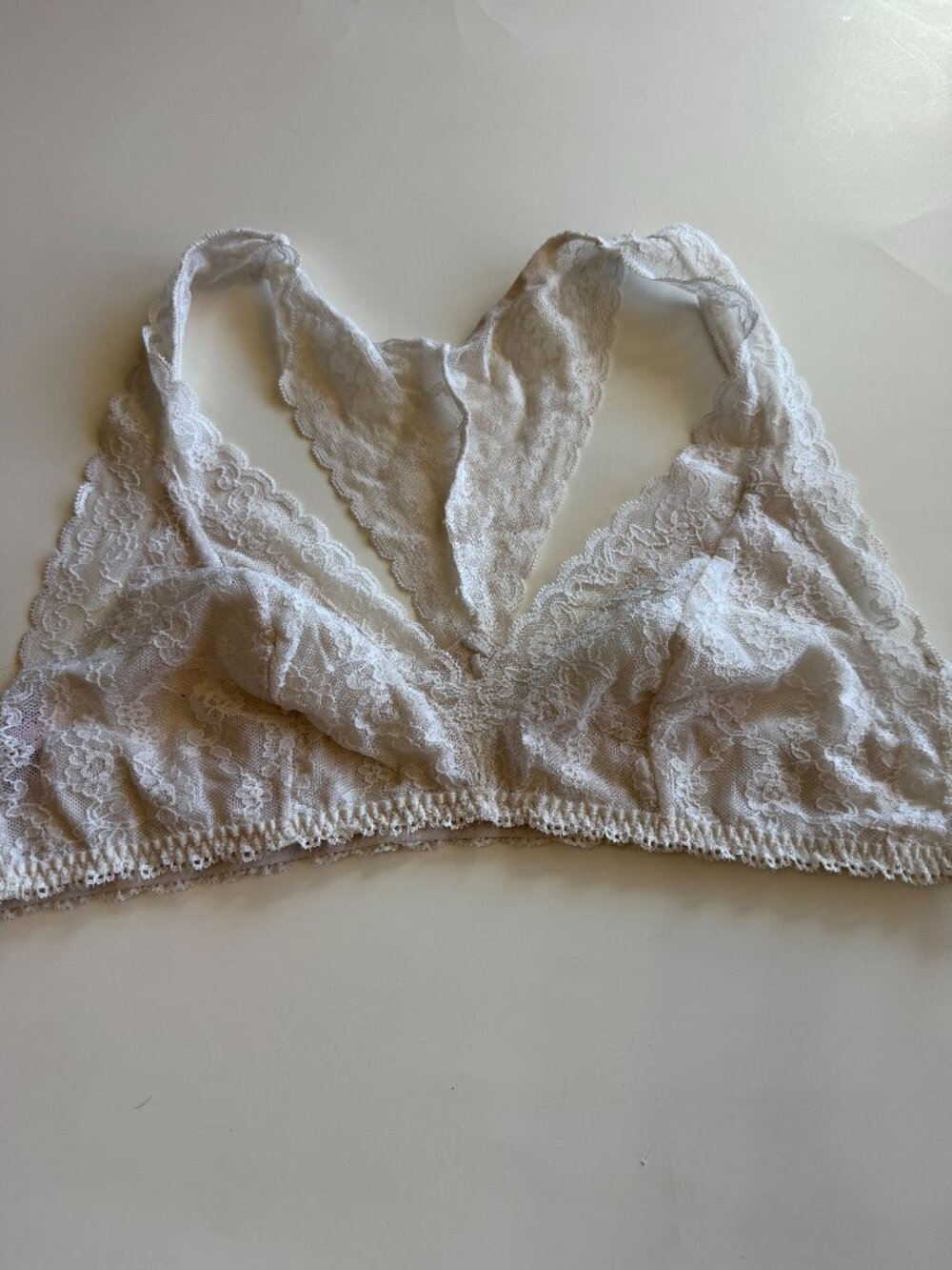 Victoria’s Secret White Lace Racerback Bralette Size XL Wireless